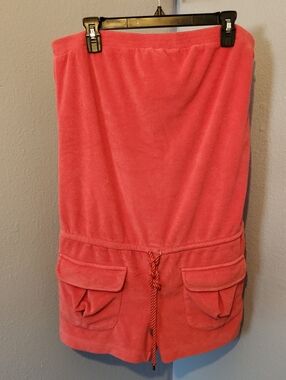 Michael Kors Coral Pink Terry Cloth Strapless Romper
